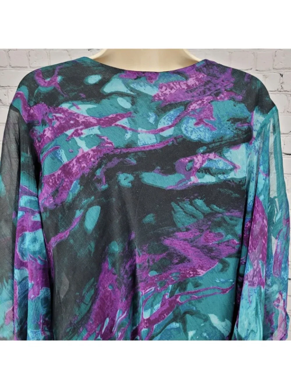 VTG Pegasus Woman Purple Chiffon Sequin 2 Piece Skirt Set Blouse Outfit Reg Size